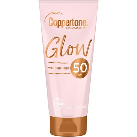 Coppertone Glow with Shimmer Sunscreen Lotion, SPF 50 Sunscreen, 5 Fl Oz