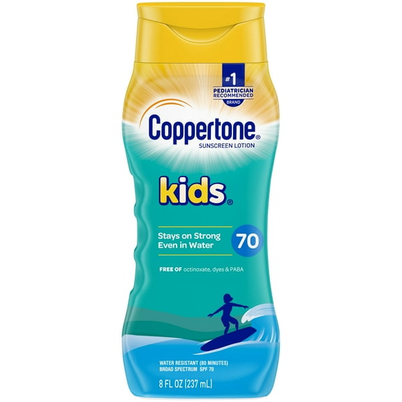 Coppertone Kids Sunscreen Lotion, SPF 70 Sunscreen for Toddler, Child, Teen, 8 Fl oz