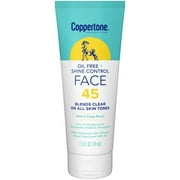 Coppertone, Oil Free & Shine Control Face Sunscreen, Adult, SPF 45, 2.5 fl oz