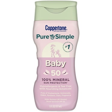 Coppertone Pure and Simple Baby Sunscreen Lotion SPF 50, 6 fl oz Bottle