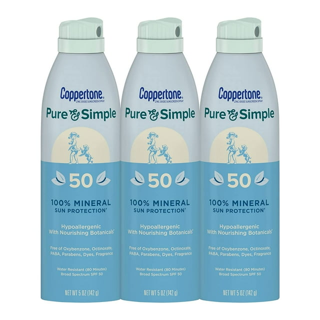 Coppertone Pure and Simple Spray Sunscreen, SPF 50 Broad Spectrum