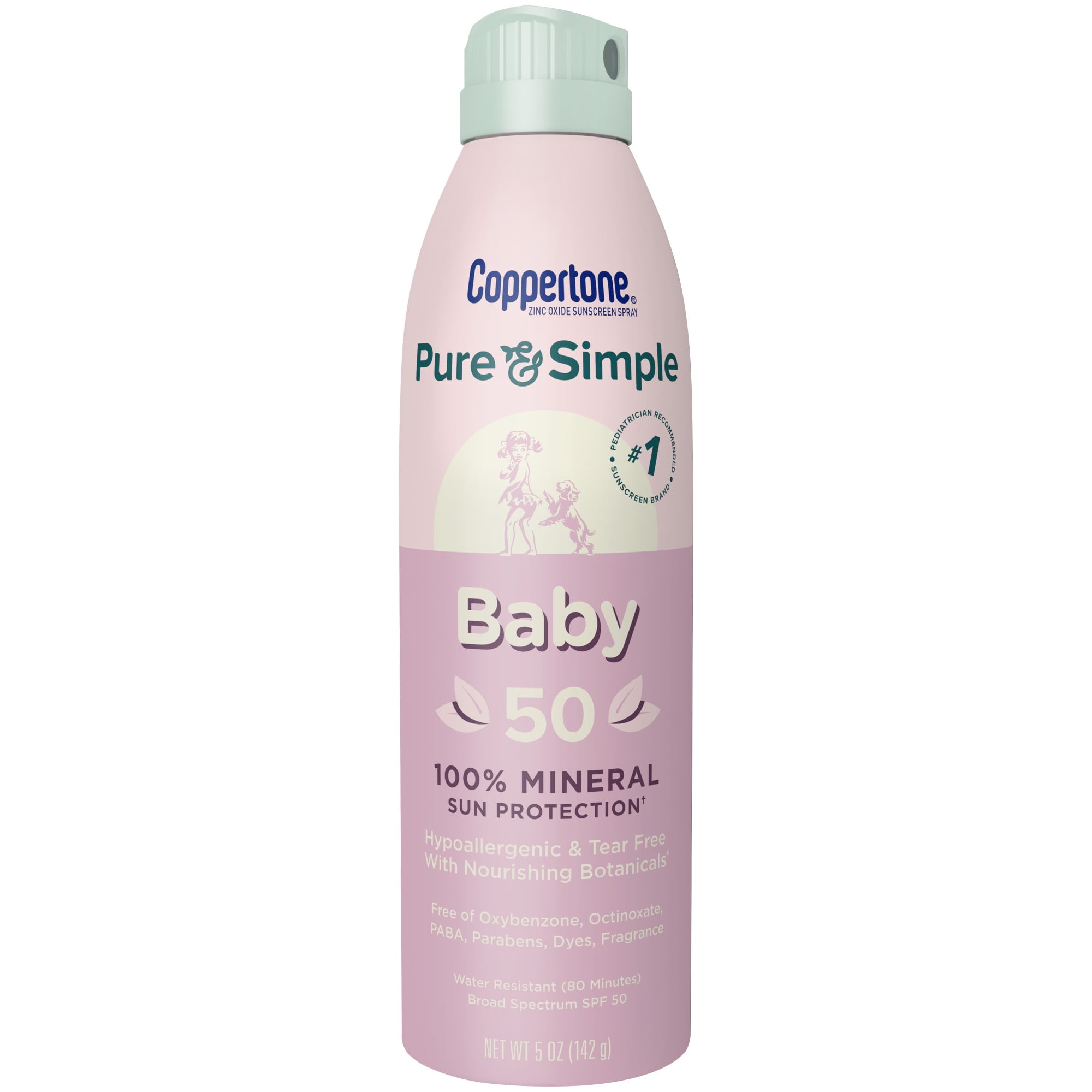 Coppertone Pure and Simple Baby Spray Sunscreen SPF 50, 5 oz bottle
