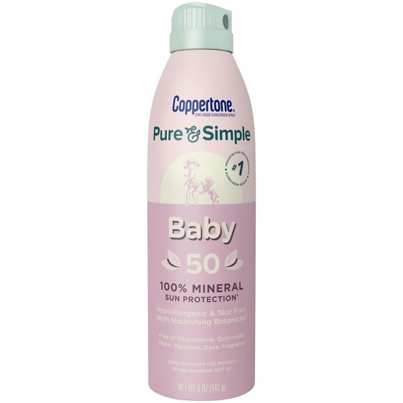 Coppertone Pure and Simple Baby Spray Sunscreen SPF 50, 5 oz bottle
