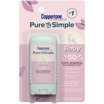 Coppertone Pure and Simple Baby Sunscreen Stick, SPF 50, 0.49 Oz