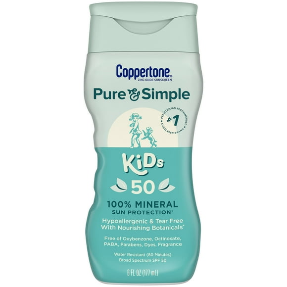 Coppertone Pure and Simple Kids Sunscreen Lotion, SPF 50, 6 fl oz
