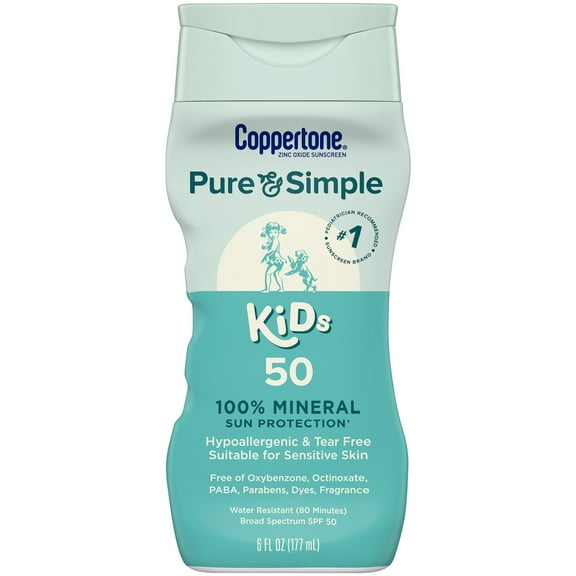 Coppertone Pure and Simple Kids Sunscreen Lotion, SPF 50, 6 fl oz