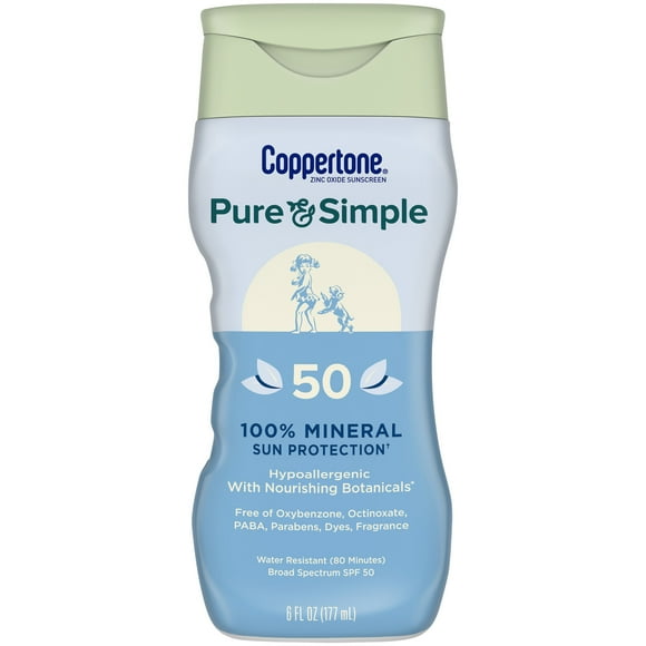 Coppertone Pure and Simple Sunscreen Lotion, SPF 50 Sunscreen Lotion, 6 oz