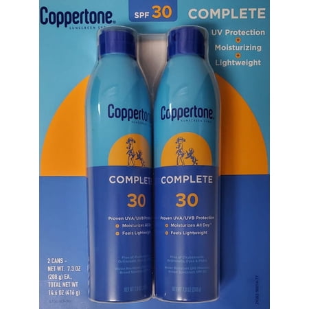 Coppertone SPF 30 Complete Sunscreen Spray 7.3 Ounce 2 Pack