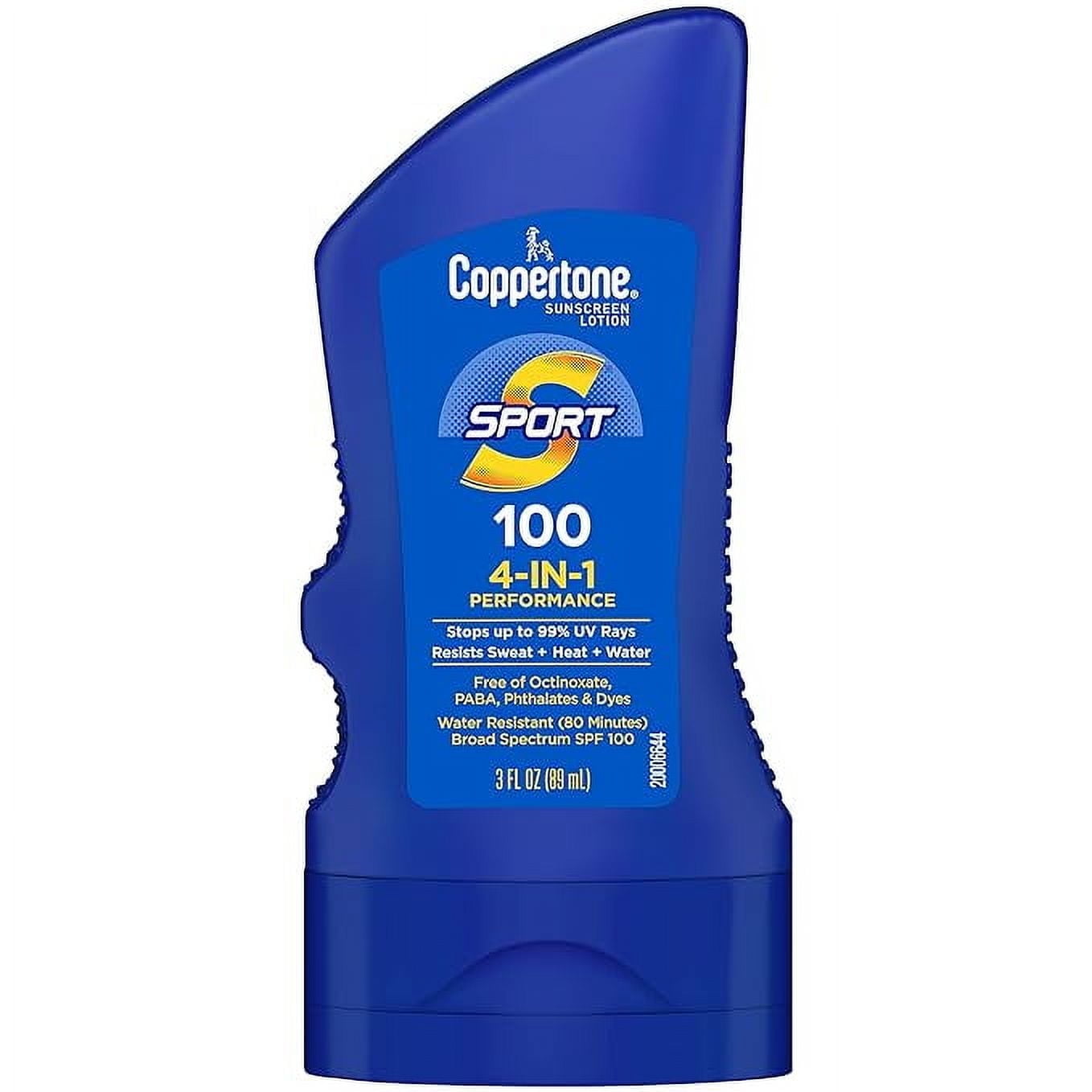 Coppertone SPORT Sunscreen SPF 100 Lotion, 3 Fl Oz | Water Resistant, Body Travel Size