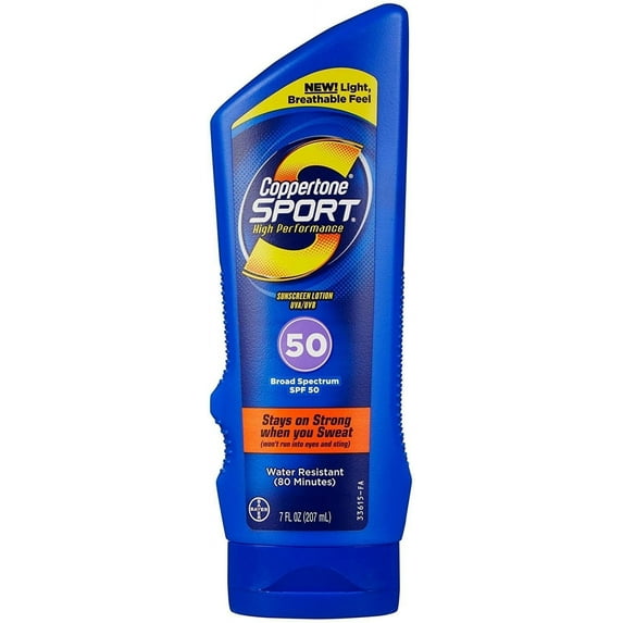 Coppertone SPORT Sunscreen Lotion Broad Spectrum SPF 50 Multipack 7 Fluid Ounce Bottle, Pack of 3