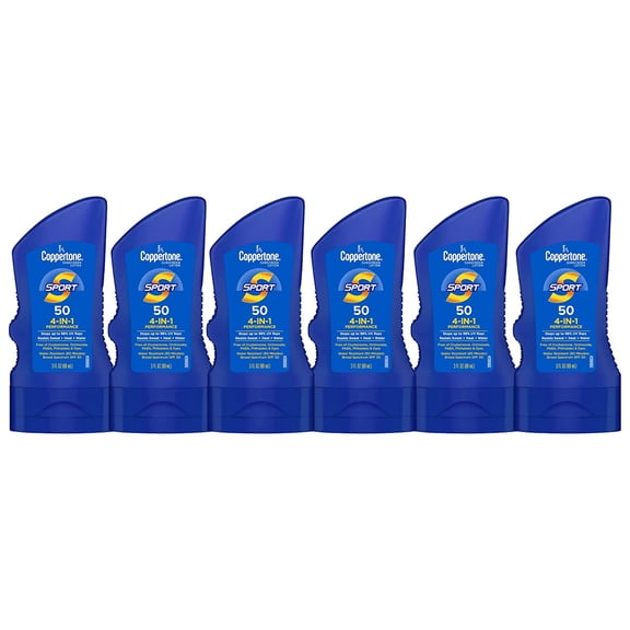 Coppertone Sport Sunscreen Lotion, Broad Spectrum SPF 30 Sunscreen Multi Pack, 3 Fl Oz, Pack of 6