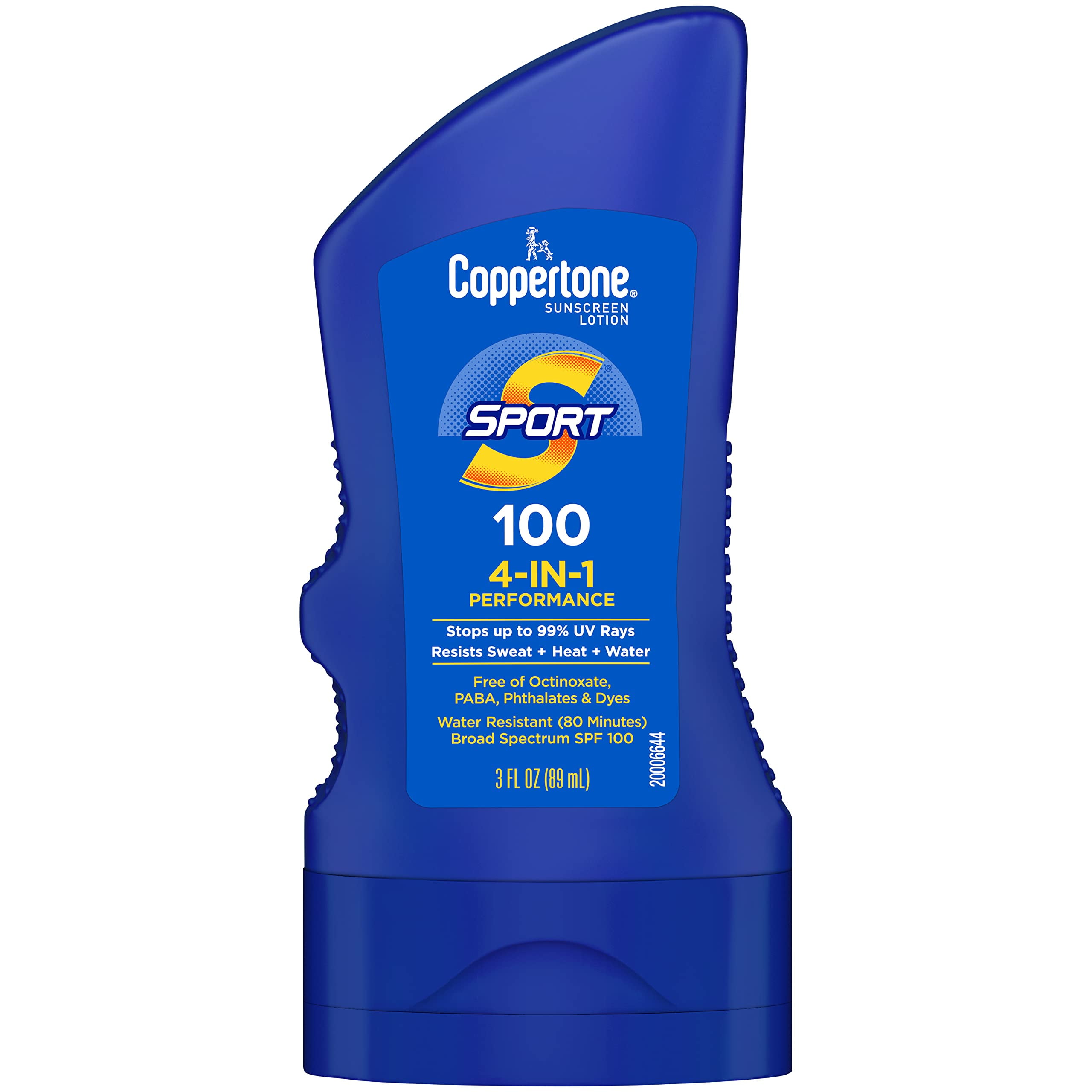 Coppertone SPORT Sunscreen SPF MZF22 100 Lotion, Water Resistant Sunscreen, Body Travel Size 3 Fl Oz