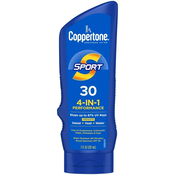 Coppertone Sport Sunscreen Lotion, SPF 30 Sunscreen, Water Resistant Protection, 7 fl oz