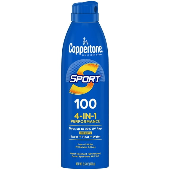 Coppertone Sport Sunscreen Spray, SPF 100 Spray Sunscreen, 5.5 oz