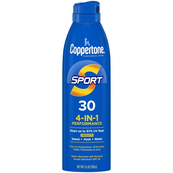 Coppertone Sport Sunscreen Spray, SPF 30 Spray Sunscreen, 5.5 oz