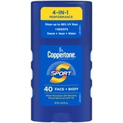 Coppertone Sport Sunscreen Stick, SPF 40 Travel Size Sunscreen, 1.5 oz