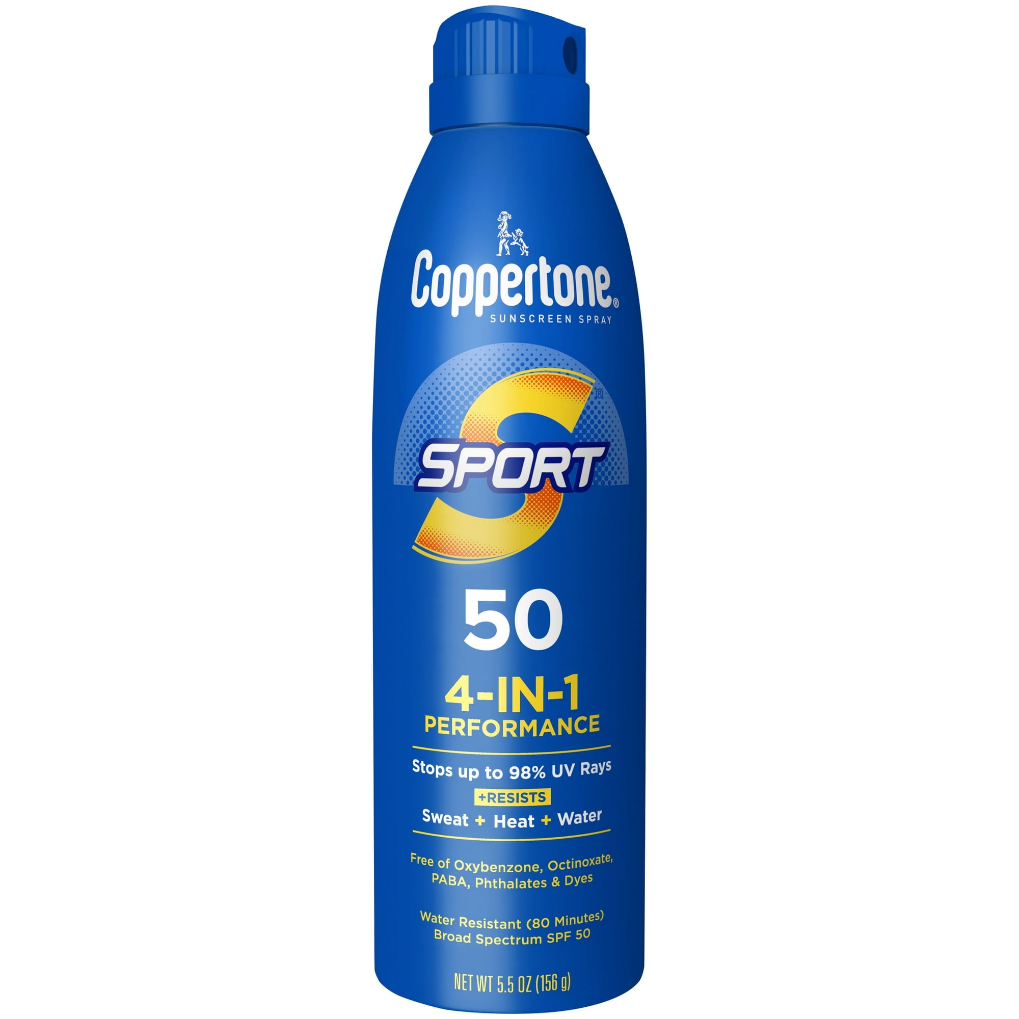Coppertone Sport 4-In-1 Performance, Sunscreen Spray, Adult, SPF 50, 5.5 oz