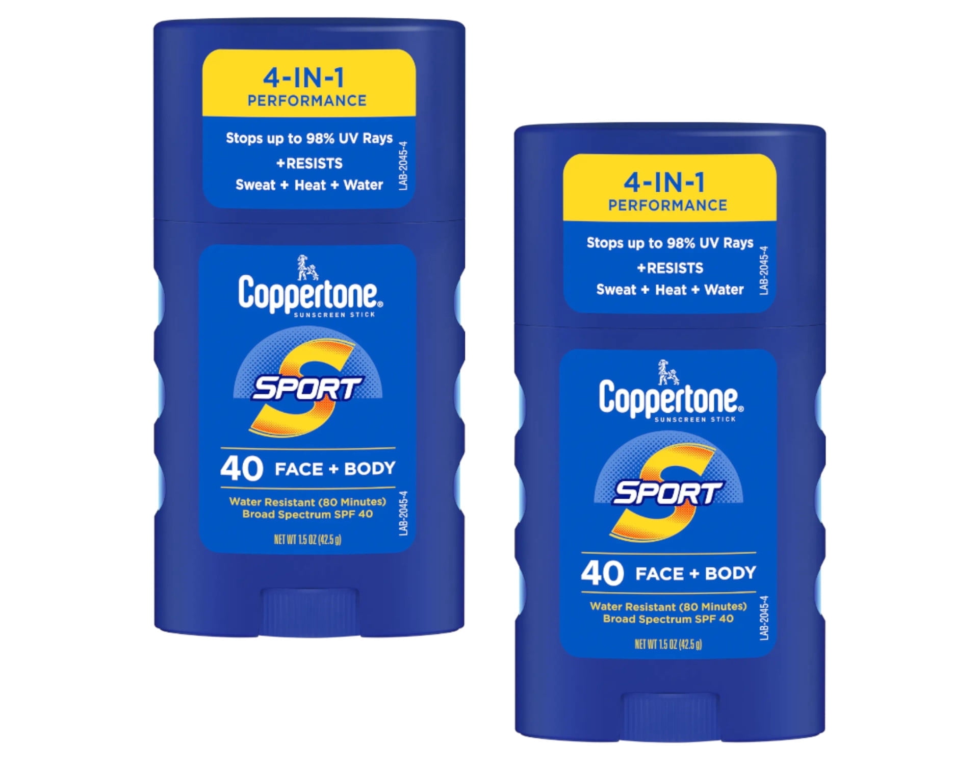 Coppertone Sport Sunscreen Stick SPF 40 Face & Body Water Resistant 1.5 oz (Pack of 2)