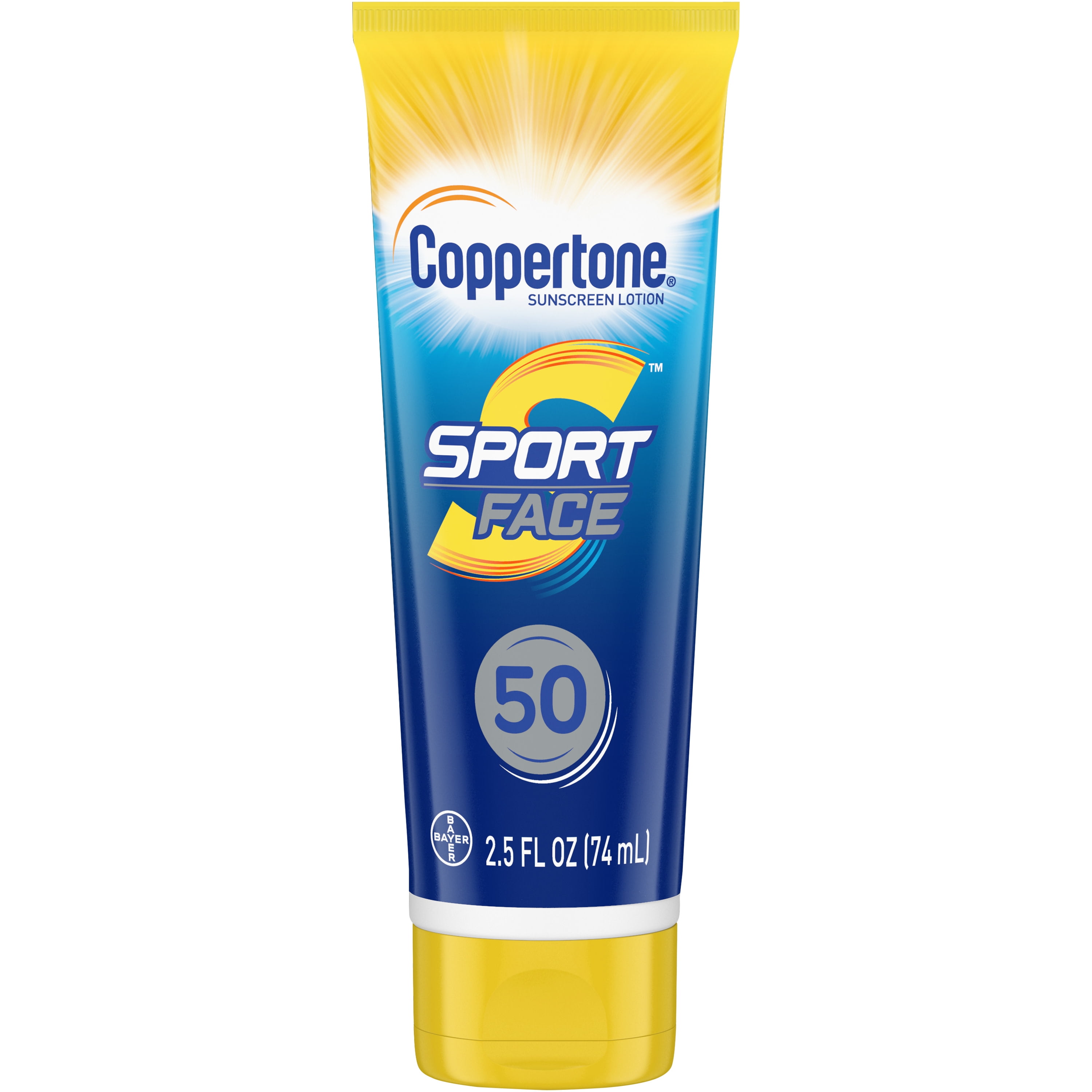 Coppertone Sport Mineral Based Face SPF 50 Sunscreen Lotion, 2.5 fl oz