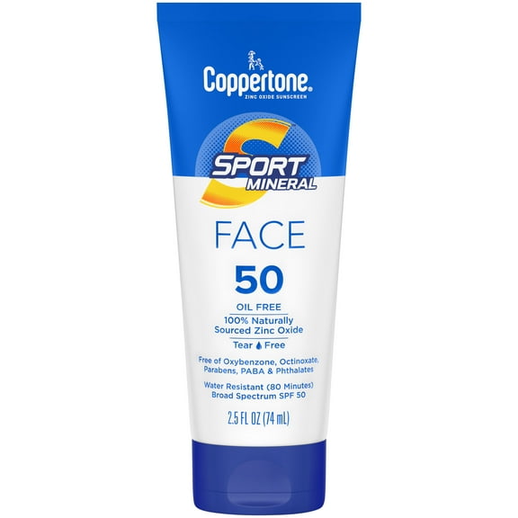 Coppertone Sport Mineral Face Sunscreen Lotion SPF 50, 2.5oz