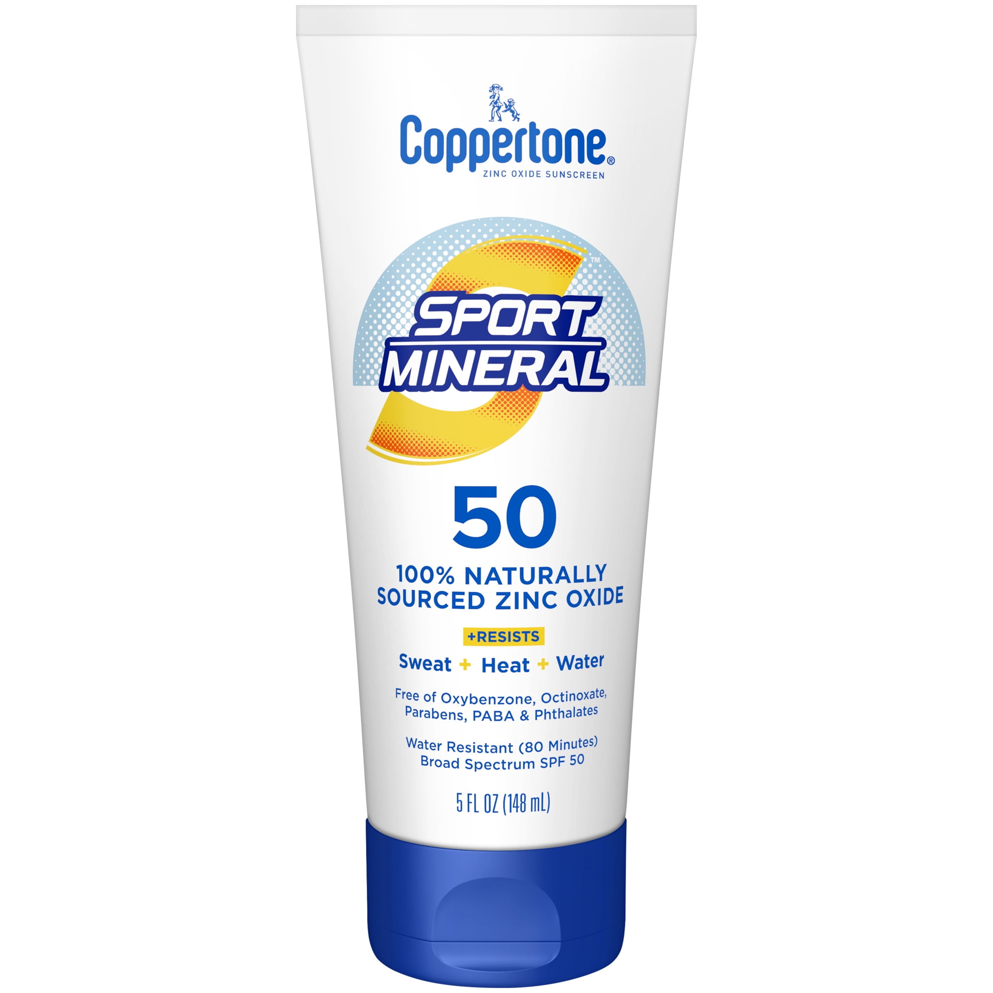 Coppertone Sport Mineral Sunscreen SPF 50 Lotion | Zinc Oxide | UVA UVB Protection |  5 fl oz