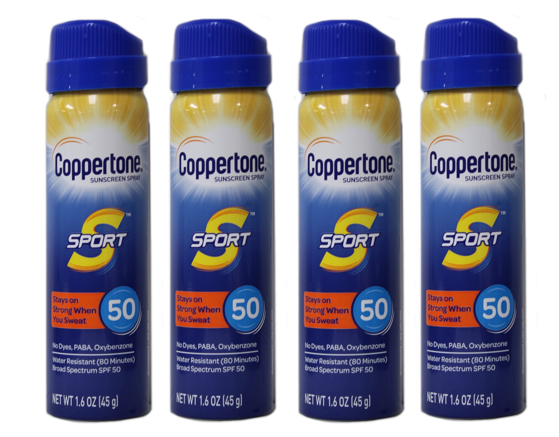 Coppertone Sport SPF 50 CS Travel Spray, 1.6 Ounce (Pack of 4)