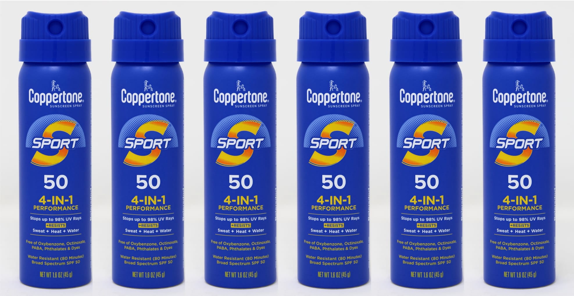 Coppertone Sport SPF 50 CS Travel Spray, 1.6 Ounce (Pack of 6)