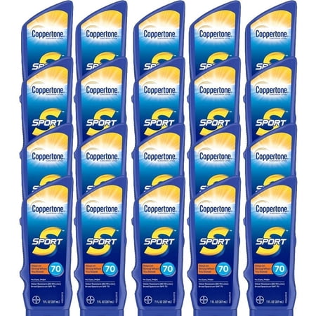 Coppertone Sport SPF 70 Sunscreen, Water Resistant, 7 fl. oz., Pack of 20