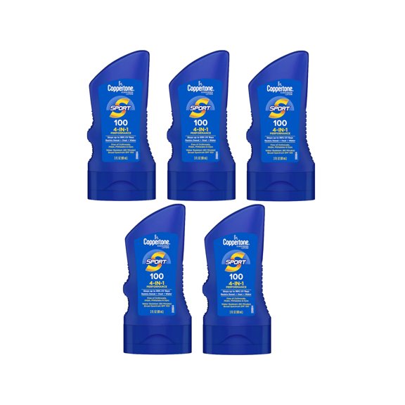 Coppertone Sport Sunscreen Lotion 4-In-1 Performance SPF 100, 3 Fl. Oz. - Pack of 5