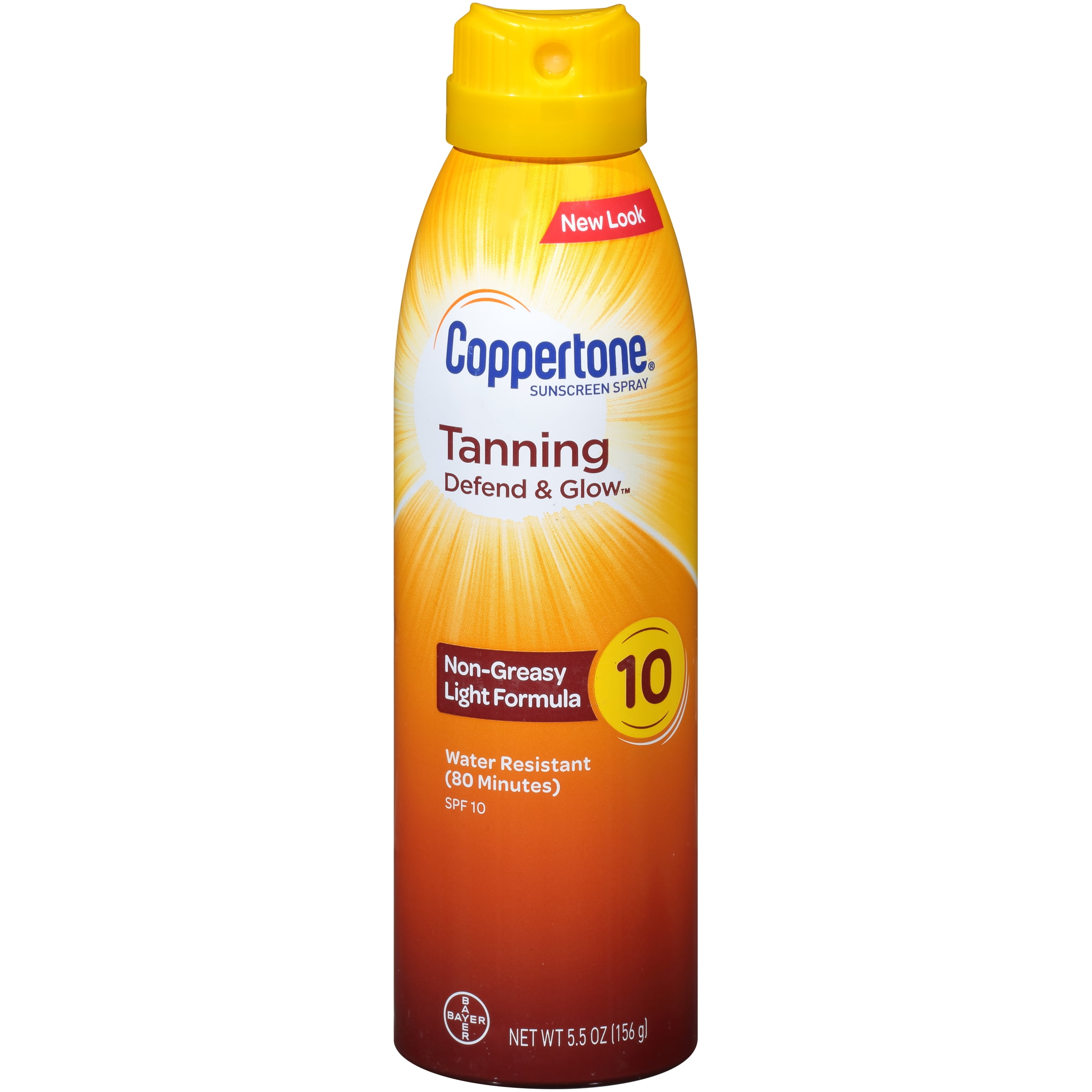 Coppertone Tanning Defend & Glow Sunscreen Spray SPF 10, 5.5 oz