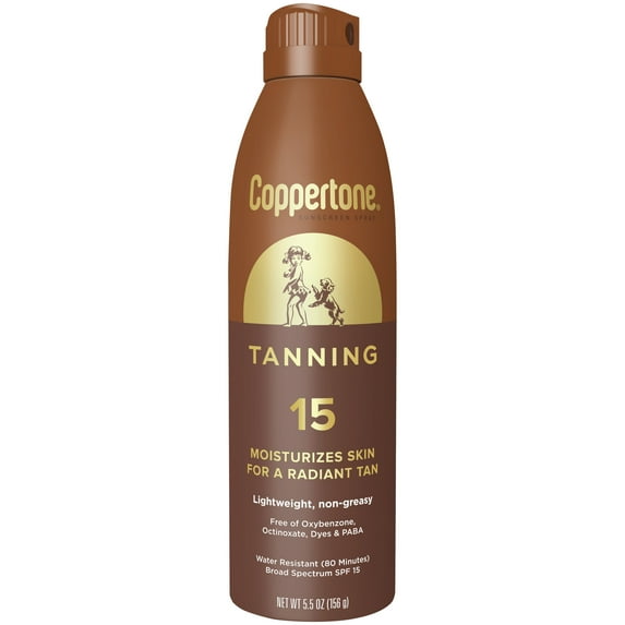 Coppertone Tanning Sunscreen Spray, SPF 15 Sunscreen, 5.5 oz