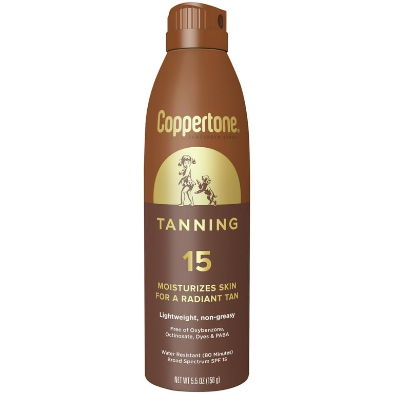 Coppertone Tanning Sunscreen Spray, SPF 15 Sunscreen, 5.5 oz HSA