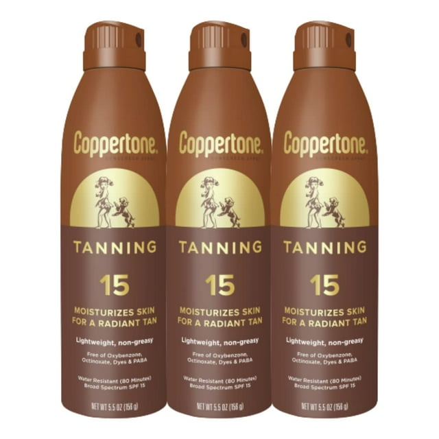 Coppertone Water Resistant Tanning Sunscreen Spray SPF 15, Broad