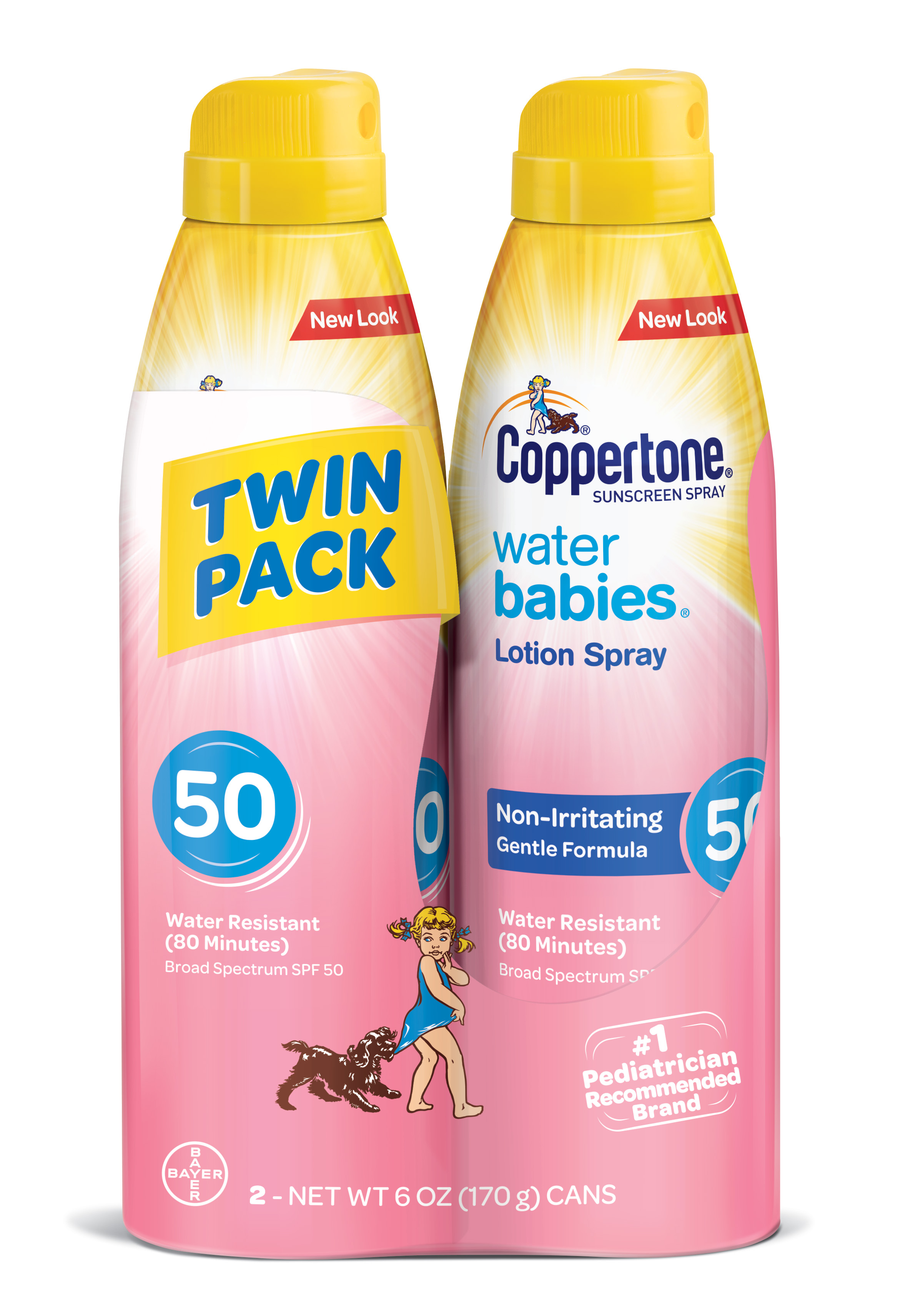 Coppertone WaterBABIES Sunscreen Spray SPF 50, Twin Pack (6 oz each) - image 1 of 5
