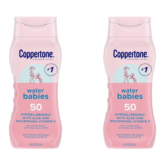 Coppertone WaterBabies SPF 50 Baby Sunscreen Lotion  Sunscreen SPF 50  8 Fl Oz (Pack of 2)