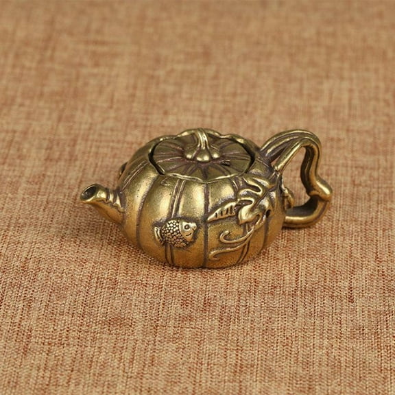 Copperware Mini Copper Pot Carp Play Lotus Teapot Handle Pot Antique