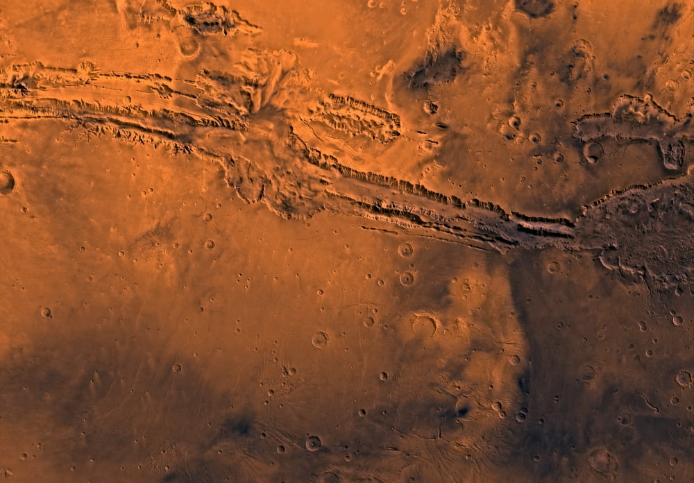 Coprates region of Mars Canvas Art - Stocktrek Images (34 x 24)