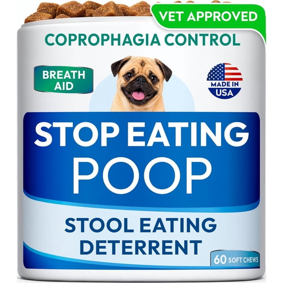 PAWFECTCHEW Coprophagia Deterrent for Dogs & Breath Aid Support | No Poo Chews for Dogs w/Probiotics, Digestive Enzymes Stop Dog Poop Eating Stool Eating Deterrent 60 Soft Chews