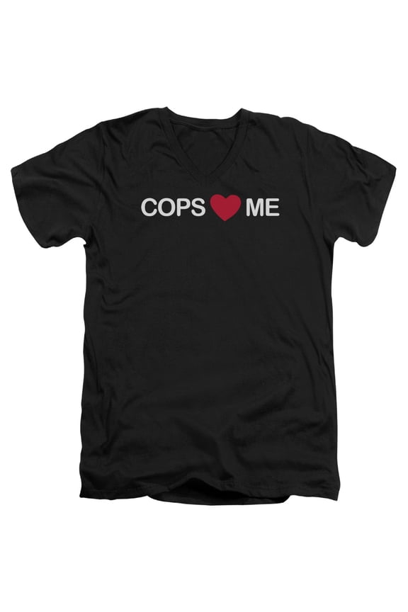 - Cops Love Me - Slim Fit V Neck Shirt - Small