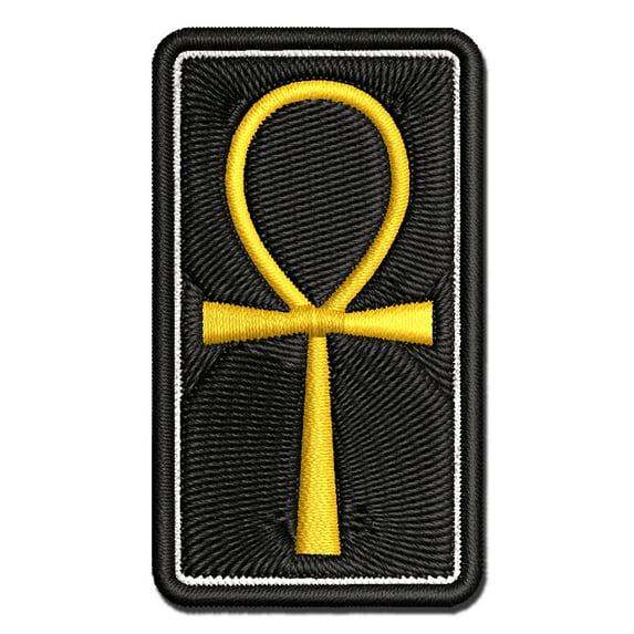 Coptic Cross Ankh Egyptian Hieroglyphic Applique Multi-Color Embroidered Hook & Loop Patch - 3 Inch Medium