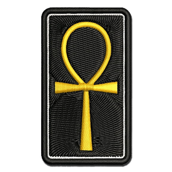 Coptic Cross Ankh Egyptian Hieroglyphic Applique Multi-Color Embroidered Hook & Loop Patch - 3 Inch Medium