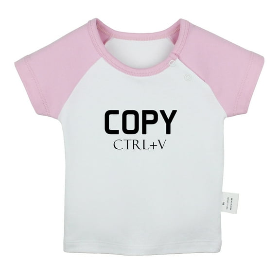 Copy From Dad ctrl+V Funny T shirt For Baby, Newborn Babies T-shirts, Infant Tops, 0-24M Kids Graphic Tees Clothing (Short Pink Raglan T-shirt, 0-6 Months)
