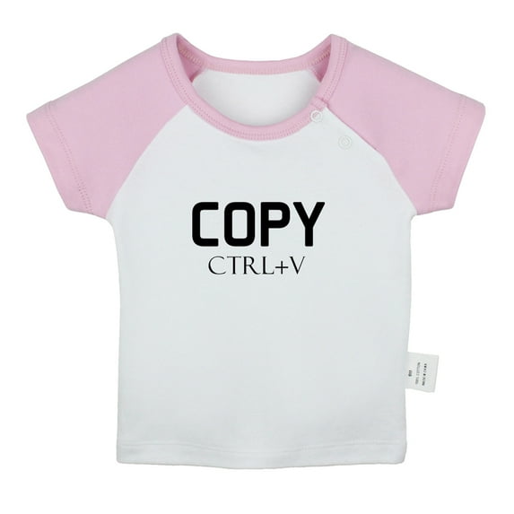 Copy From Dad ctrl+V Funny T shirt For Baby, Newborn Babies T-shirts, Infant Tops, 0-24M Kids Graphic Tees Clothing (Short Pink Raglan T-shirt, 0-6 Months)