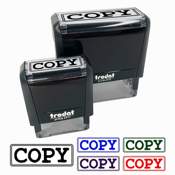 Copy Double Line Border Document Self-Inking Rubber Stamp Ink Stamper for Business Office - Blue Ink - Large 2-3/4 Inch