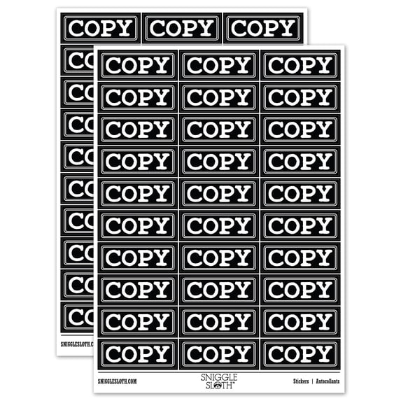 Copy Double Line Border Document Sticker Set - Black - Gloss Finish - 1.75" Medium