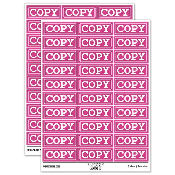 Copy Double Line Border Document Sticker Set - Hot Pink - Matte Finish - 1.75" Medium