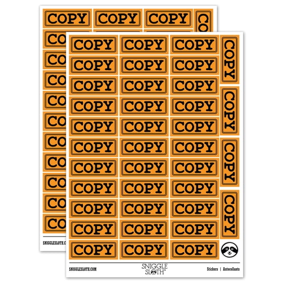 Copy Double Line Border Document Sticker Set - Orange - Gloss Finish - 1.5" Small