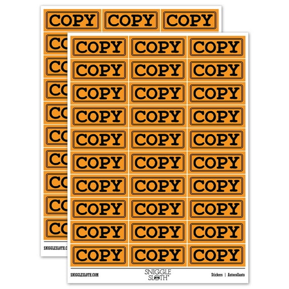 Copy Double Line Border Document Sticker Set - Orange - Gloss Finish - 1.75" Medium