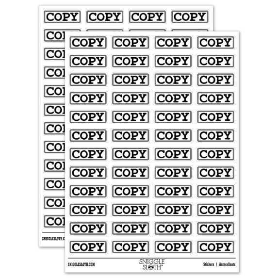 Copy Double Line Border Document Sticker Set - White - Gloss Finish - 1.25" Mini