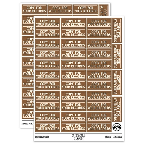 Copy For Your Records Document Sticker Set - Brown - Gloss Finish - 1.5" Small